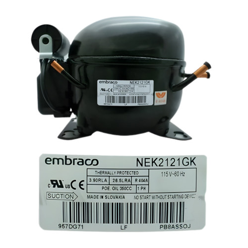 COMPRESOR 1/4  R404a 115-127V 60HZ BAJA PRESION DE OPERACION DE RETORNO EMBRACO NEK211GK1 (NEK2112GK1)