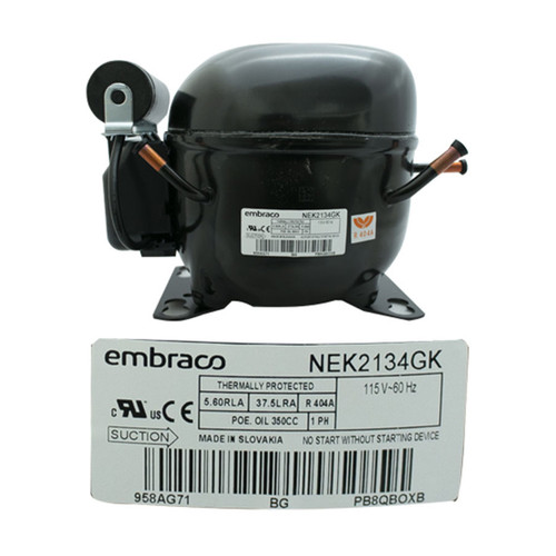 COMPRESOR 1/2  R404a 115-127V 60HZ BAJA PRESION DE OPERACION DE RETORNO EMBRACO (NEK2134GK-115)