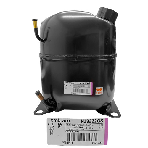 COMPRESOR 1 1/2 HP R404a 3 FASES/440-480V 60HZ MEDIA/BAJA PRESION DE OPERACION DE RETORNO EMBRACO (NJ9232GS)