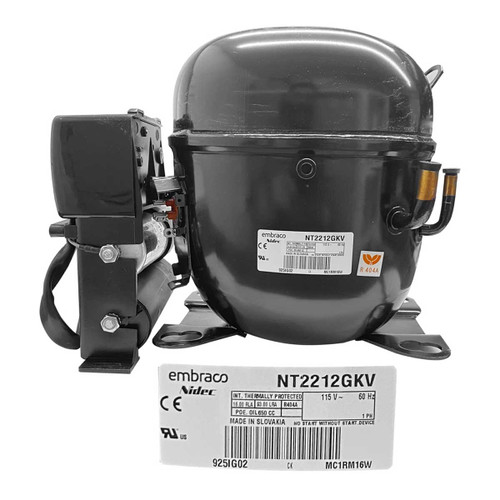COMPRESOR 1 1/2 HP R404a 115-127 V-60 HZ BAJA PRESION DE OPERACION DE RETORNO EMBRACO (NT2212GKV1)