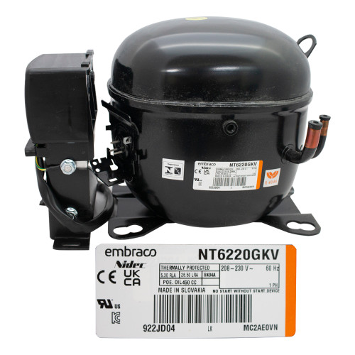 COMPRESOR 3/4 HP R404a 208-230v 60 Hz  MEDIA PRESION DE RETORNO EMBRACO (NT6220GKV-208)
