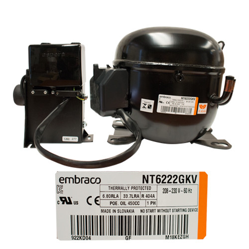 COMPRESOR 1  R404a 208-230V 60HZ MEDIA PRESION DE OPERACION DE RETORNO EMBRACO (NT6222GKV)