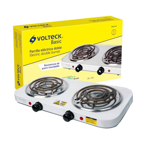 Parrilla eléctrica 2 quemadores, rectangular, Volteck Basic 23032 (PAEL-2CP)