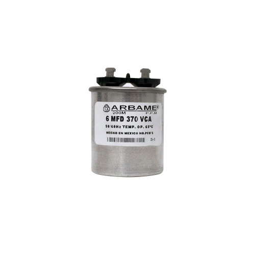 CAPACITOR TRABAJO 6 MF REDONDO ALUMINIO 370 VAC 4.4 CM D/DIAMETRO (RP0637)