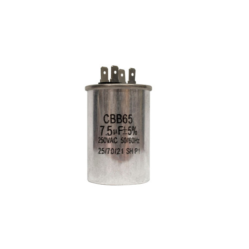 CAPACITOR TRABAJO 7.5 MF REDONDO ALUMINIO  250 VAC 6 CM ( ALT) (RP07525)