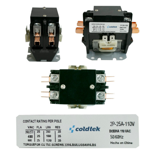 CONTACTOR 2 POLOS 25A-120V APAC (RP225120)