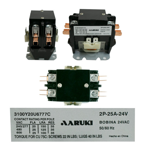 CONTACTOR 2 POLOS 25A-24V APAC (RP22524)