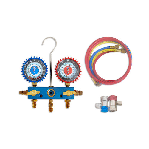 JGO MANOMETRO  R134 AUTOMOTRIZ CON CONECTORES MANG 3 PZ 150 CM (RP90008)