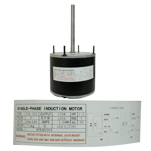 MOTOR CONDENSADOR 1/2HP 1075RPM 3AMP 208-230V 10uF (RPM121075RPM)