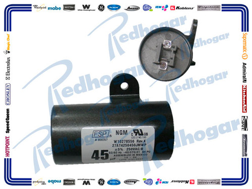 CAPACITOR 45 MF 250VAC/B 50/60HZ  W10278556-WHI, W10804665 W10866249 w10278117 usar W10804665 (W10278556)