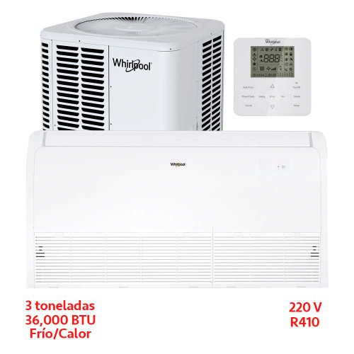 MINISPLIT PISO TECHO 3 TON FRIO CALOR 220V  BLANCO R 410a WHIRLPOOL (WAF3606Q)
