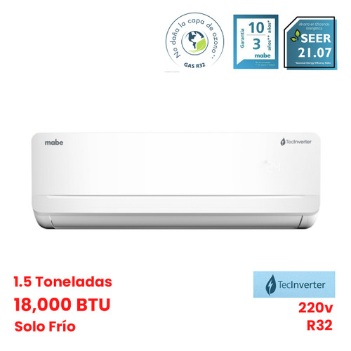 MINISPLIT MABE TECINVERTER SOLO FRIO 1.5 TON 220V (MMI18CDBWCAX32ME2)
