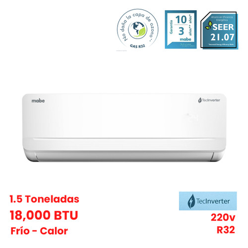 MINISPLIT MABE TECINVERTER 1.5 TON FRIO/CALOR 220V (MMI18HDBWCAX32ME2)