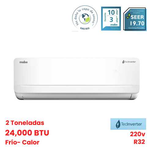 MINISPLIT MABE TECINVERTER 2 TON FRIO/CALOR 220V (MMI24HDBWCAX32ME2)