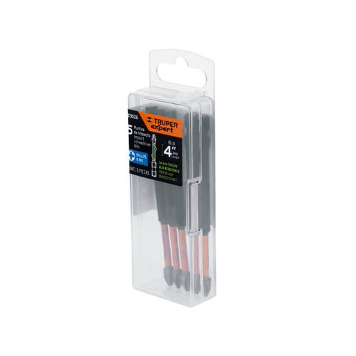 Estuche con 5 puntas de cruz PH2 de impacto largo 4" (PUDE-1402I)