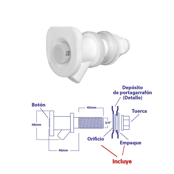 LLAVE BLANCA BOTON FRONTAL TERMOS C. LARGA