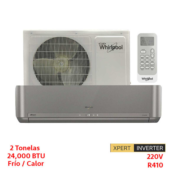 MINISPLIT INVERTER 2 TON  (220v) FRIO/CALOR PLATA  BLANCO WHIRLPOOL  SWA6267D