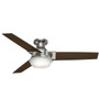 Ventilador de Techo HUNTER Morelli nickel cepillado con Luz  LED 9W 52" 3 Aspas Control remoto universal  Motor WhisperWind reversibles CFM (en velocidad alta): 3,459 Velocidad Aire 2.52 MPH/4.06 KM