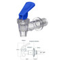 LLAVE DESPACHADOR AGUA CRYSTAL  PALANCA AZUL 3/4 AFR3 (3248-2)