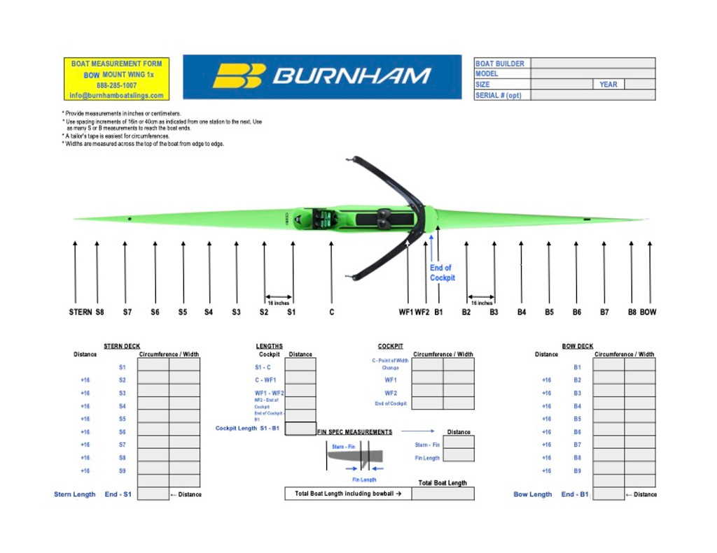 Single Bow Mount Wing Measurement Form