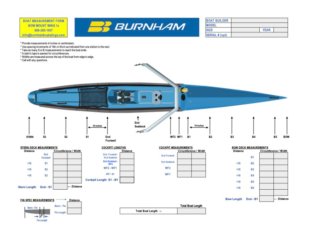 Coastal 1x Bow Mount Wing Measurement Form