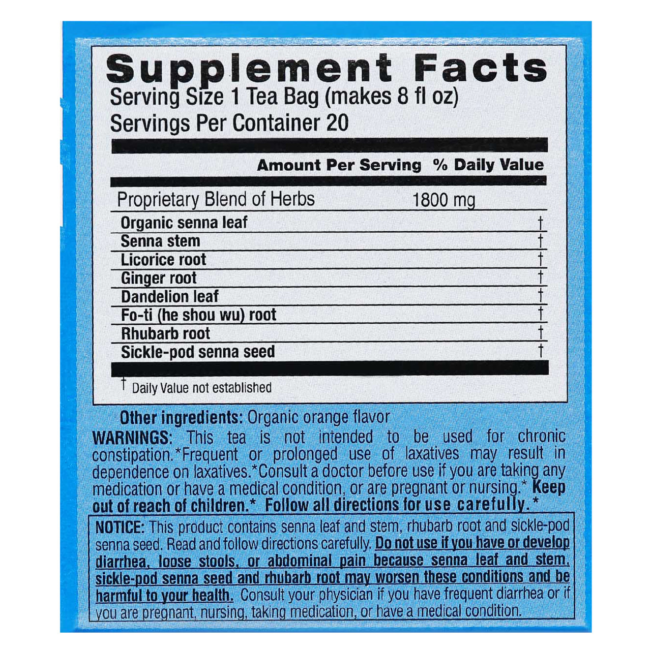 Triple Leaf Tea Herbal Laxative Tea, 20 Tea Bags VictoriaHealth