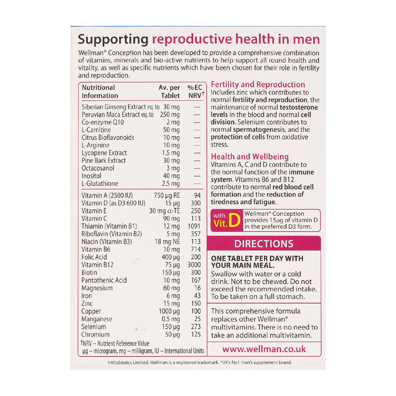 wellman conception l carnitine dosage Fertility Supplement Discount Code Vitabiotics Wellman Original Tablets |