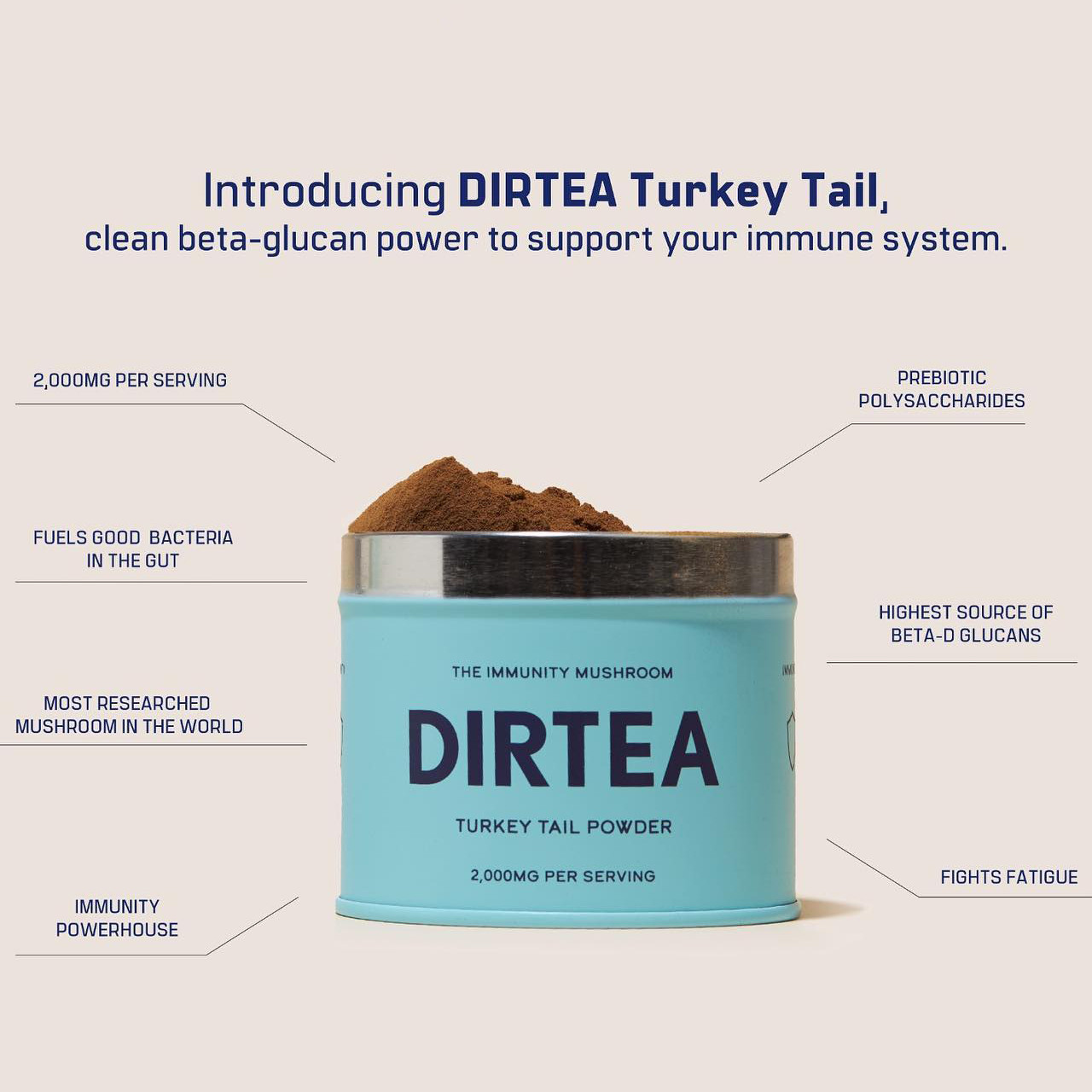 DIRTEA Turkey Tail Mushroom, 30 Days Serving VictoriaHealth