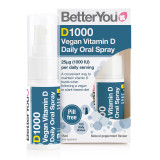 BetterYou D1000 Vegan Vitamin D Oral Spray is a highly absorbent 100% plant origin vitamin D in an oral spray to help support healthy bones and teeth by aiding calcium absorption.