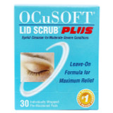 OCuSOFT Lid Scrub PLUS wipes - blue carton box  help soothe eyes & relieves eye irritation that accompanies Blepharitis and Dry Eye Syndrome.