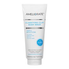Ameliorate Clarifying Clay Body Wash, 200ml white plastic tube is a daily deep cleanse for blemish-prone skin, sweeping away the dead skin cells, sebum, sweat and impurities that congest pores
