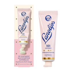 Lanolips 101 Ointment Multipurpose Superbalm - 15-Grams pink plastic tube and pink & yellow carton box; a super hydrating salve for dry skin