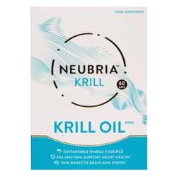 Neubria Krill Oil - For Omega 3 - 60-Capsules box; provides a superior source of omega-3's, EPA + DHA, from Atlantic Krill to support  heart & brain health. In Stock.