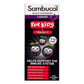 Sambucol For Kids - 120-ml glass bottle;  liquid helps support the immune system in order to fight infections such as colds and flu