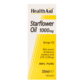 HealthAid Starflower Oil 25ml - bottle in a box; contains more omega 6 fatty acids than evening primrose oil to help maintain healthy skin & joints.