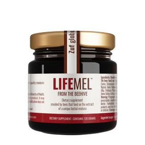 Life Mel Honey - 120-Grams jar, a 100% pure herbal honey made by bees fed on therapeutic herbs and natural ingredients like Echinacea and Uncaria Tomentosa.