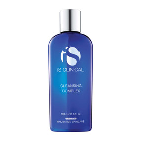 iS Clinical Cleansing Complex - 180-ml blue bottle; a gentle yet effective face cleanser containing Glycolic and Salicylic Acids, suitable for all skin types – and even the most sensitive of complexions.