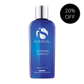 iS Clinical Cleansing Complex - 180-ml blue bottle; a gentle yet effective face cleanser containing Glycolic and Salicylic Acids, suitable for all skin types – and even the most sensitive of complexions.