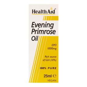 HealthAid Evening Primrose Oil liquid 25 ml bottle in a box; contains pure Evening Primrose help to eradicate swollen abdomen and help reduce breast pain.