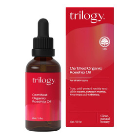 Trilogy Certified Organic Rosehip Oil 45-ml - use to smooth fine lines & wrinkles, moisturise & achieve an even skin tone.