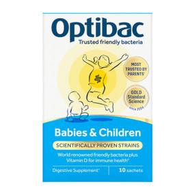 OptiBac Probiotics For Babies & Children - 10-Sachets blue box; supports your childrens immune system.