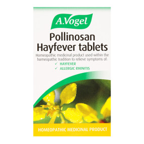 A. Vogel Pollinosan Hayfever Tablets -  120-Tablets front image; helps alleviate the symptoms of hay fever.