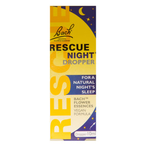 Bach Flower Remedies Rescue Night - Dropper - 10-ml front image; drops help you fall asleep naturally and wake up refreshed.