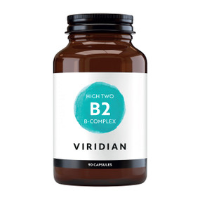 Viridian Nutrition High Two B-Complex B2 - 90-Capsules bottle;  supplement offers the full complex of B vitamins with a higher levels of vitamin B2.