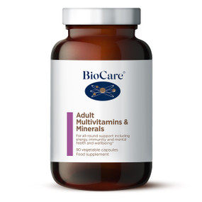 BioCare Adult Multivitamins & Minerals - 90-Capsules jar; contains active states of several vitamins in an easy to take one-a-day dose