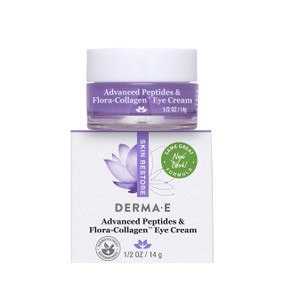Derma E Advanced Peptides & Flora-Collagen Eye Cream - 14-Grams glass jar in a box; a silky, luxurious eye cream with peptides