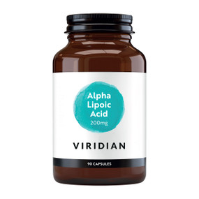 Viridian Nutrition Alpha Lipoic Acid - 200-mg 90-Capsules bottle; found naturally in the body and in every cell. Alpha Lipoic Acid Veg Caps are part of the Viridian Nutrition range of nutritional supplements and beauty products.