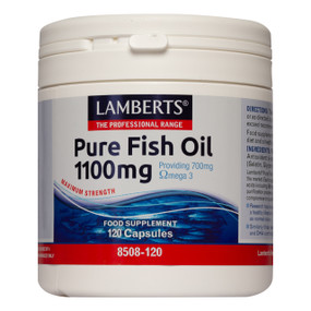 Lamberts Healthcare Pure Fish Oil - 1100-mg 120-Capsules white tub; Lamberts fish oil capsules provide one of the highest strengths of omega-3 for joints, skin & hair.