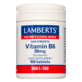 Lamberts Healthcare Vitamin B6 - 50-mg 100-Tablets white tub; provides 50mg of pyridone in each tablet