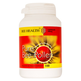 Bee Health Bee Pollen Capsules - 100-Capsulesis front image; natures most complete food obtained from the honey bee containing a range of vitamins and minerals